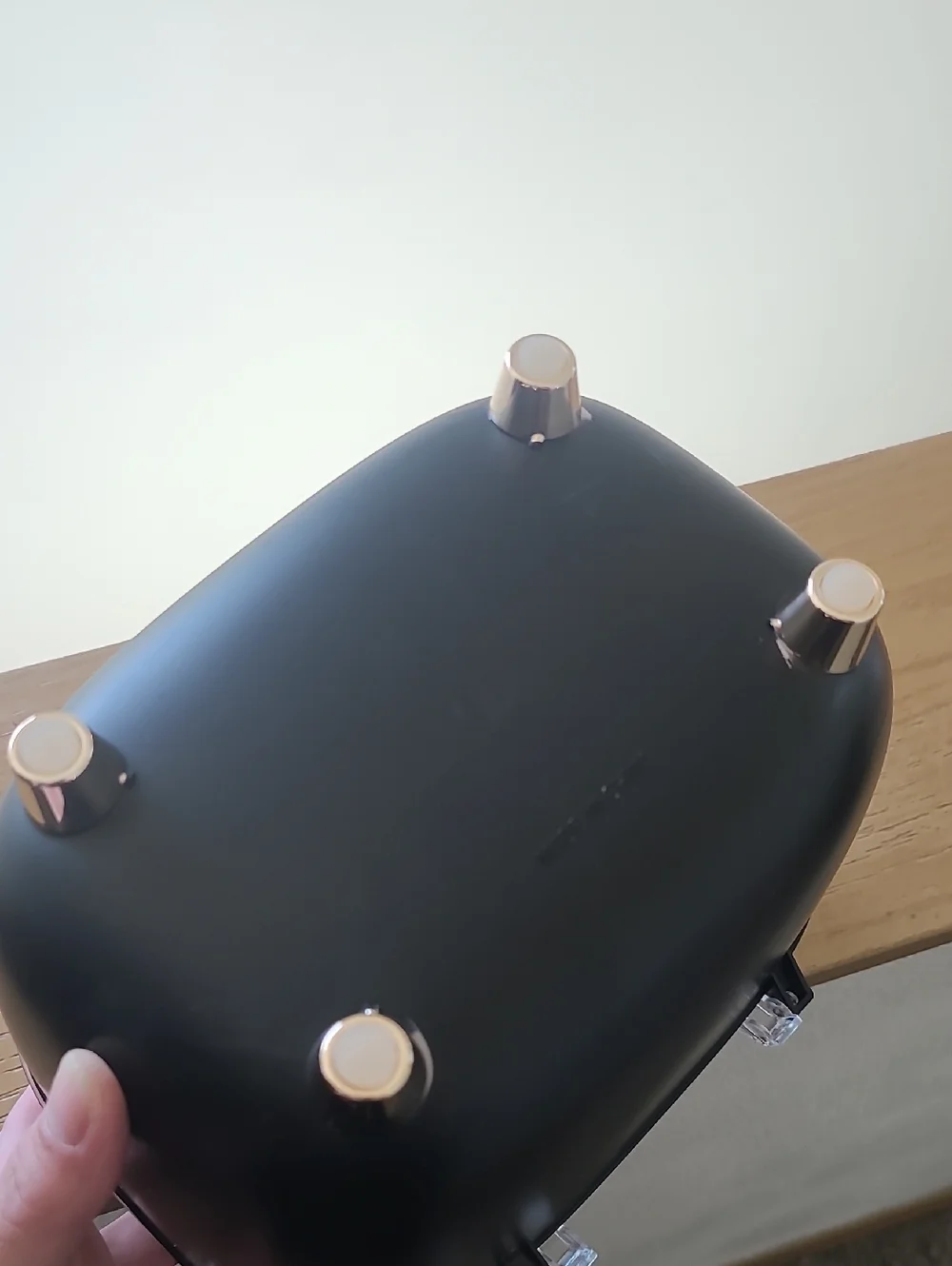 Small Black Cosmetic Organizer with Clear Lid and Gold Accents